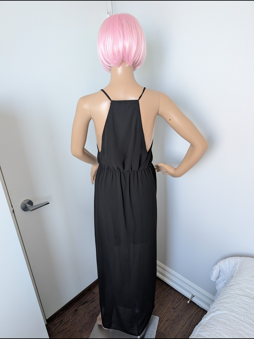 Black Halter-Back Maxi Dress - Sleek Evening Style